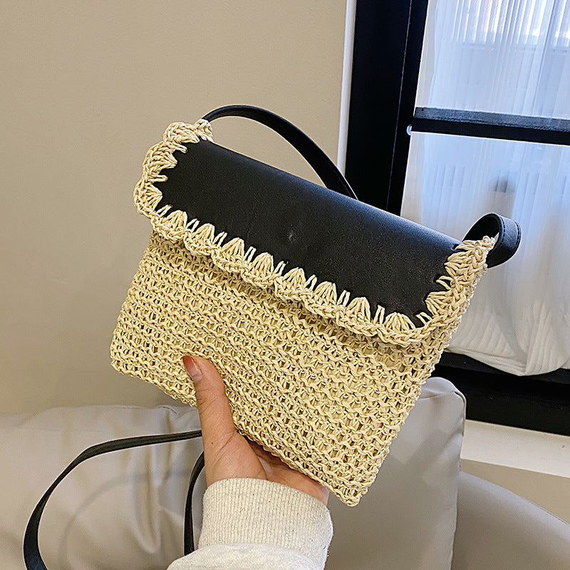 Sac à bandoulière de plage en paille pour femme, style Mori occidental, assorti à tout - Paris Aura