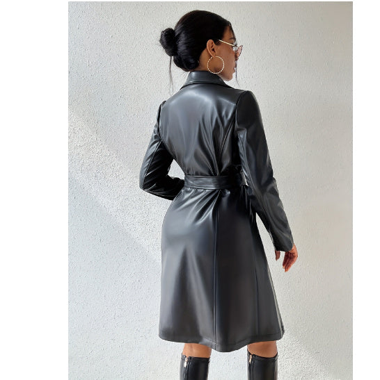 Trench Long Femme en PU – Élégance Urbaine et Moderne - Paris Aura