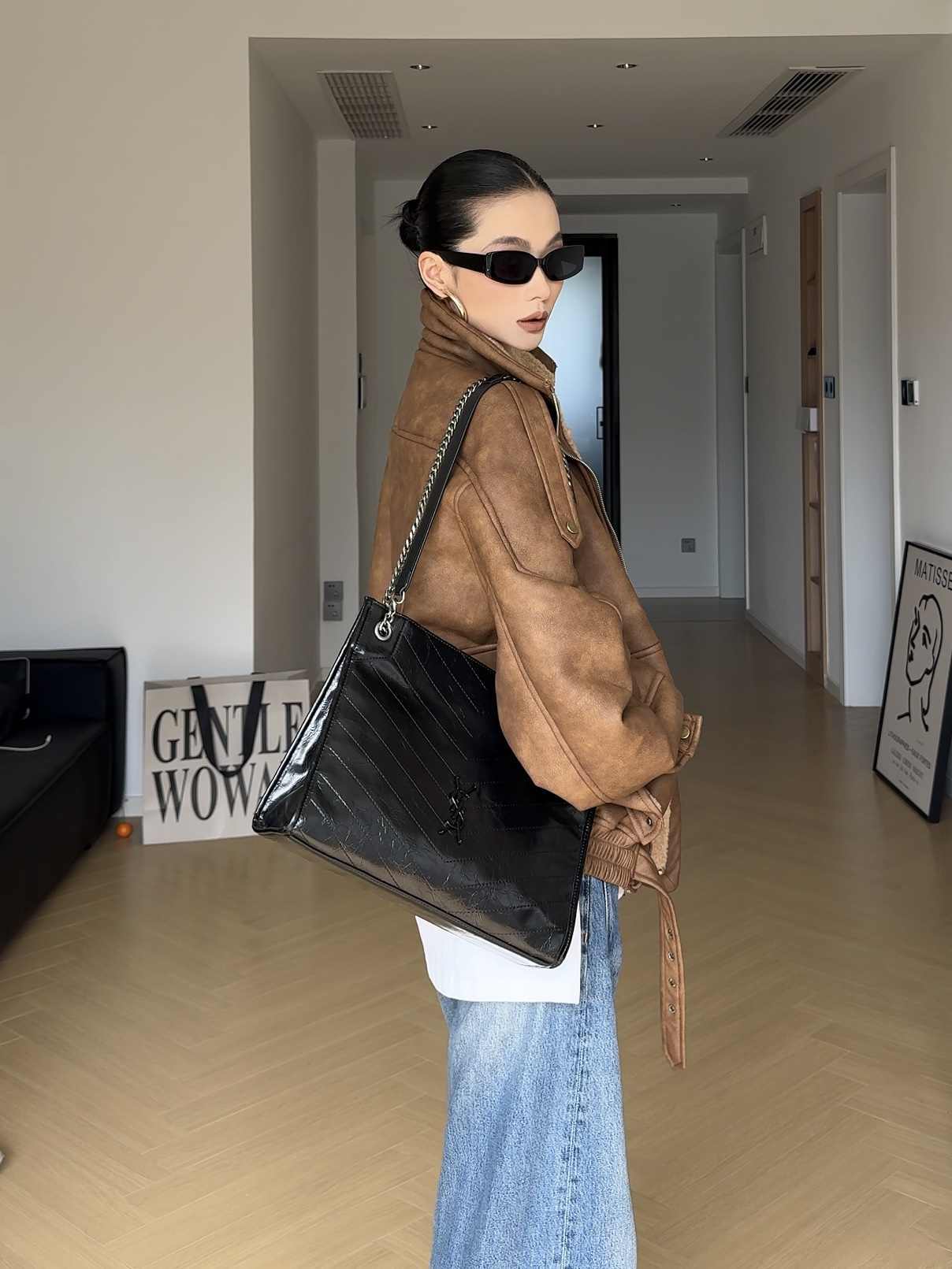 Amber - Blouson Rétro Moto Épaissi à Col Velours - Paris Aura