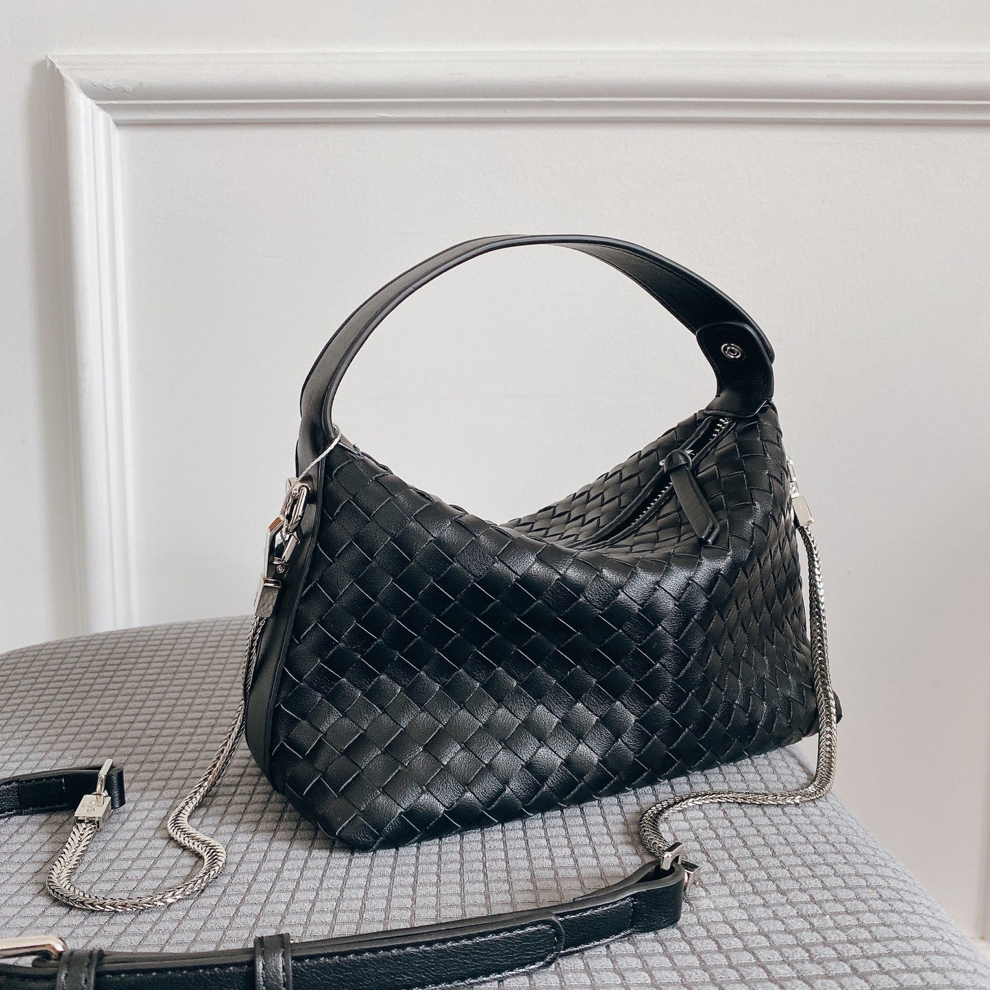 Clémence – Sac Tressé en Cuir Véritable Format Mini - Paris Aura