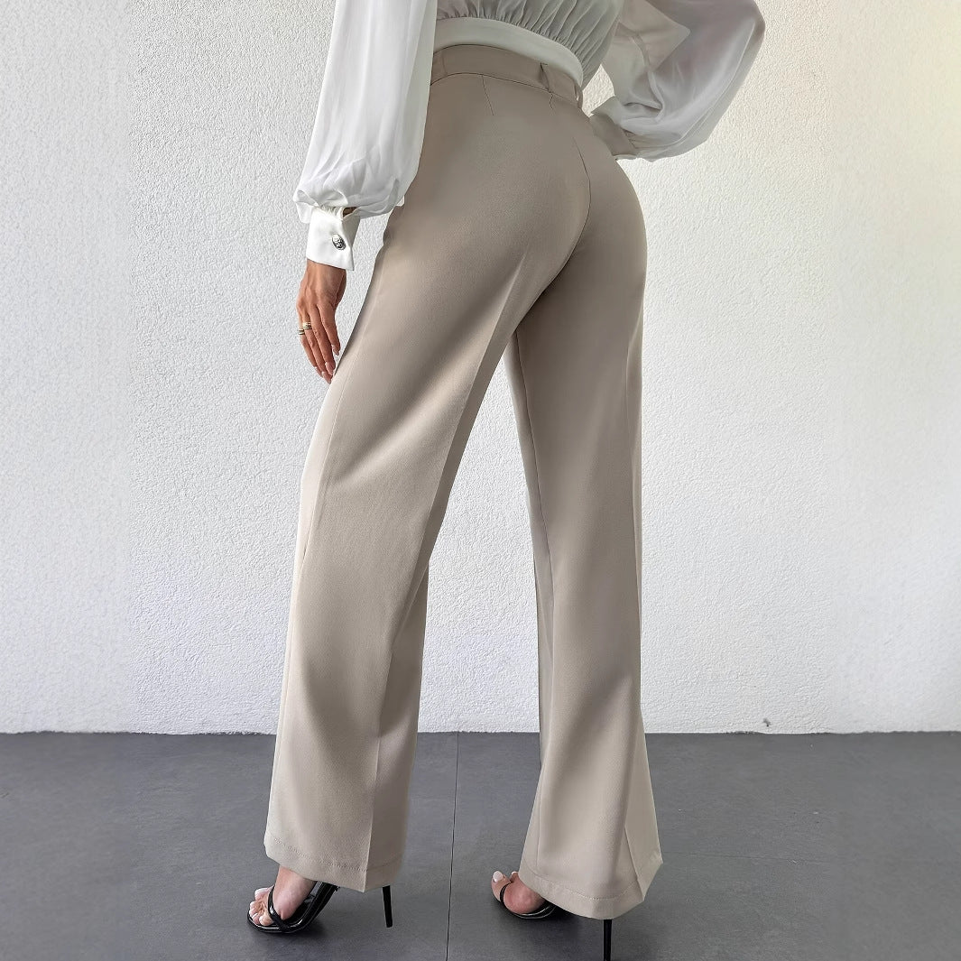 🧊 Pantalon Droit Taille Haute « Parisienne Affûtée » – Élégance affilée, confort maîtrisé - Paris Aura