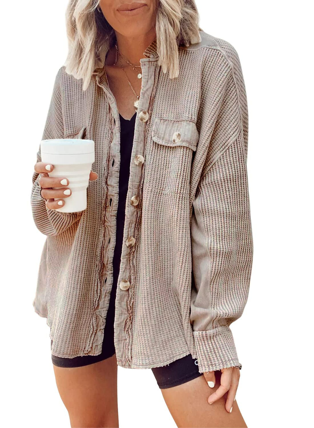 Veste ChicVibe à Boutons – Blouse Longue à Col pour Femme - Paris Aura