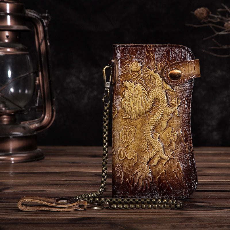 Portefeuille en Cuir Véritable – Collection Dragon 🐉 & Tigre 🐅 - Paris Aura