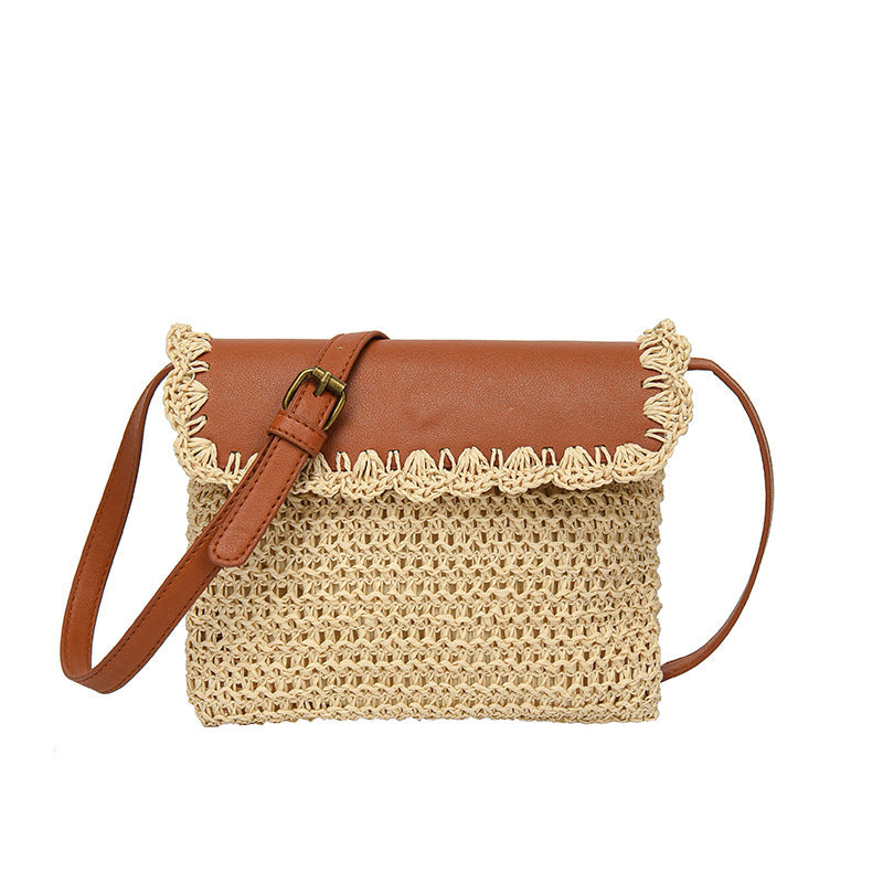Sac à bandoulière de plage en paille pour femme, style Mori occidental, assorti à tout - Paris Aura