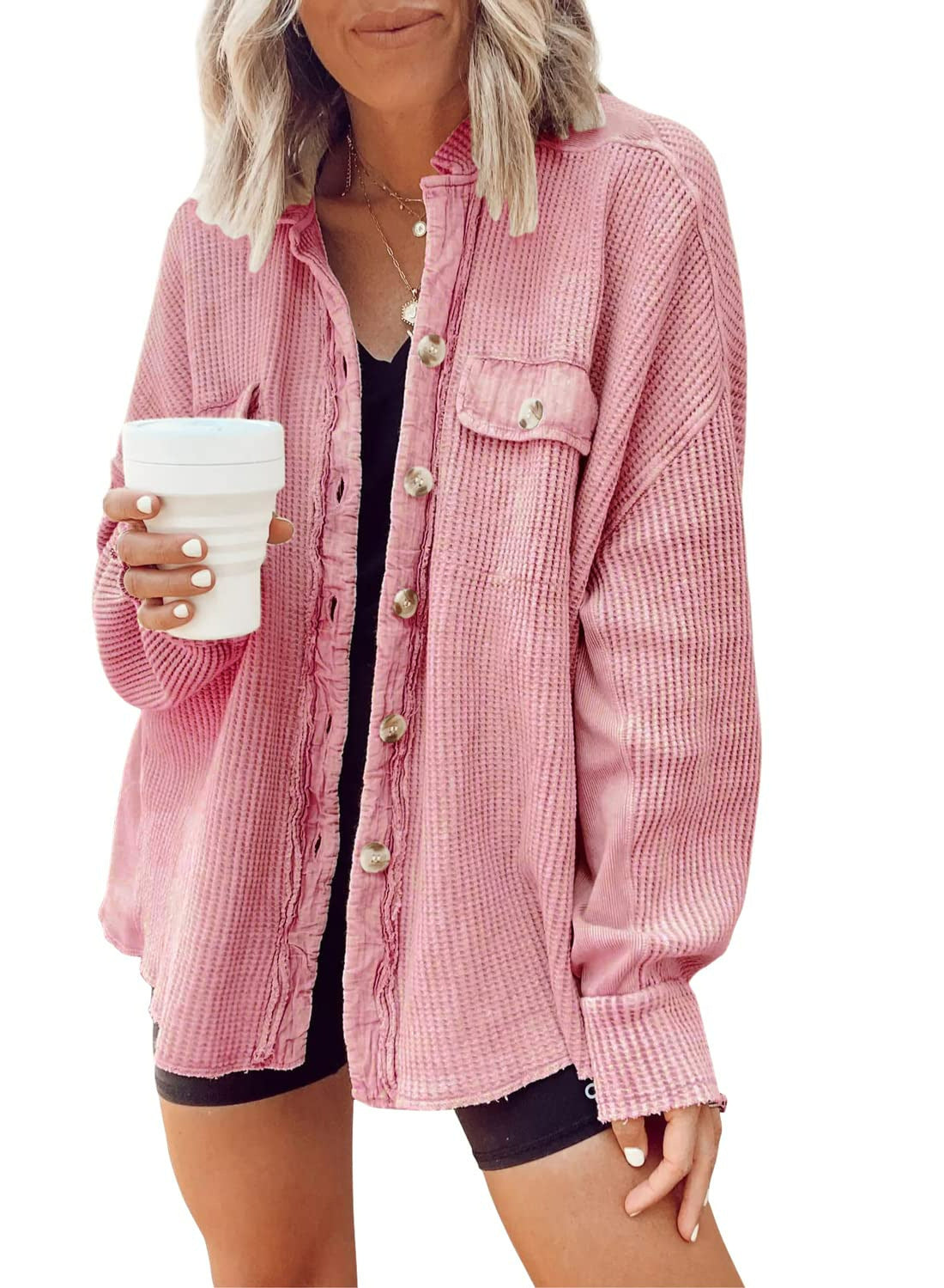 Veste ChicVibe à Boutons – Blouse Longue à Col pour Femme - Paris Aura