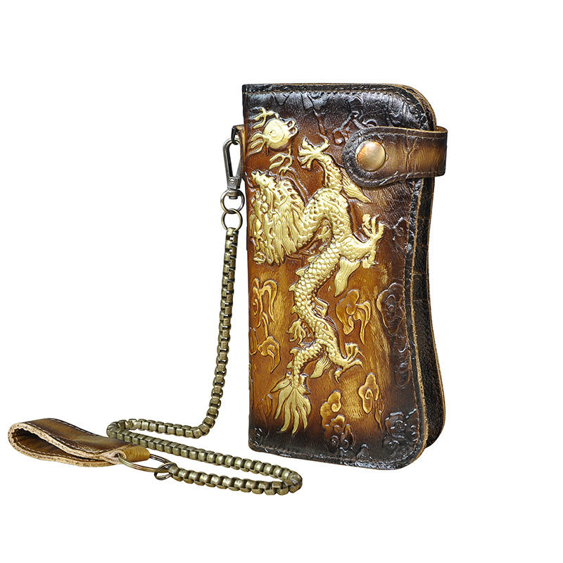 Portefeuille en Cuir Véritable – Collection Dragon 🐉 & Tigre 🐅 - Paris Aura