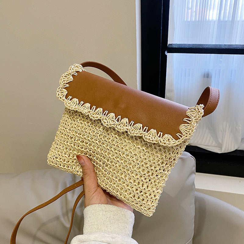 Sac à bandoulière de plage en paille pour femme, style Mori occidental, assorti à tout - Paris Aura