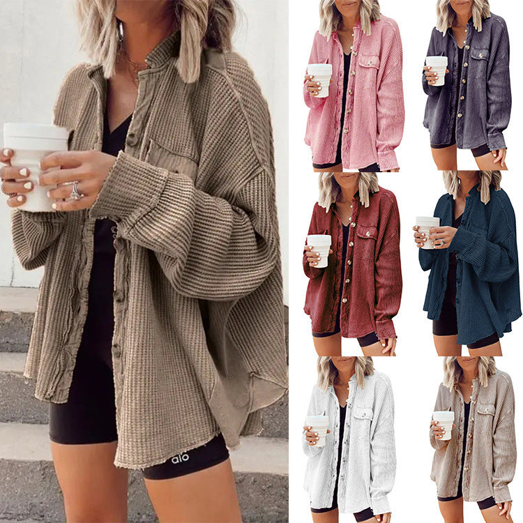 Veste ChicVibe à Boutons – Blouse Longue à Col pour Femme - Paris Aura