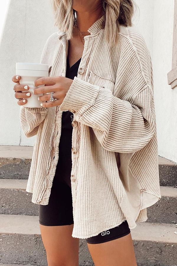 Veste ChicVibe à Boutons – Blouse Longue à Col pour Femme - Paris Aura