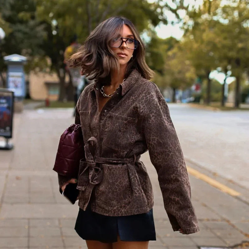 Manteau à revers imprimé animal pour femme - Paris Aura