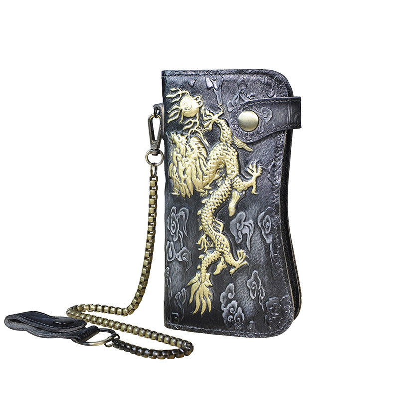 Portefeuille en Cuir Véritable – Collection Dragon 🐉 & Tigre 🐅 - Paris Aura