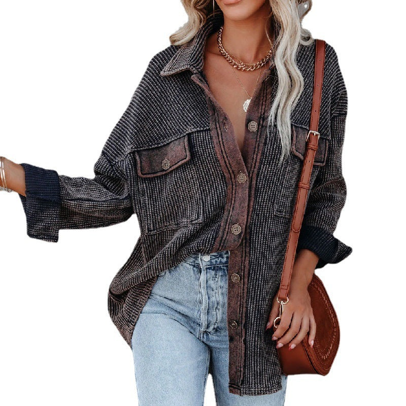 Manteau pull à manches longues pour femmes à revers simple rangée - Paris Aura