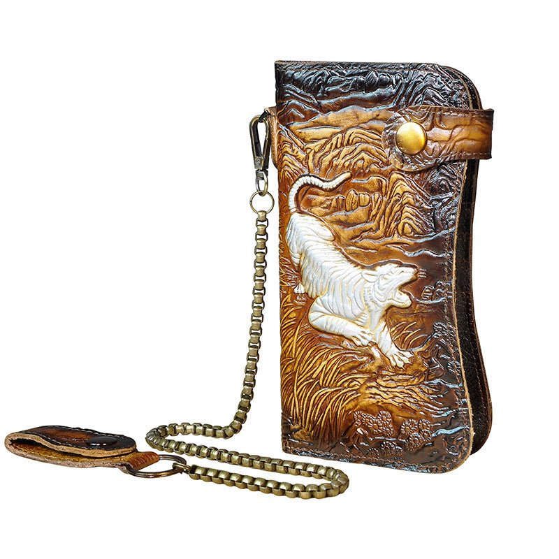 Portefeuille en Cuir Véritable – Collection Dragon 🐉 & Tigre 🐅 - Paris Aura