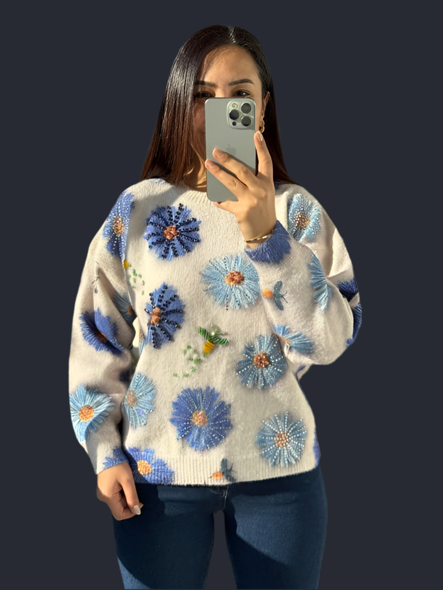 Pull Luxe Cristaux – L’Éclat de l’Hiver