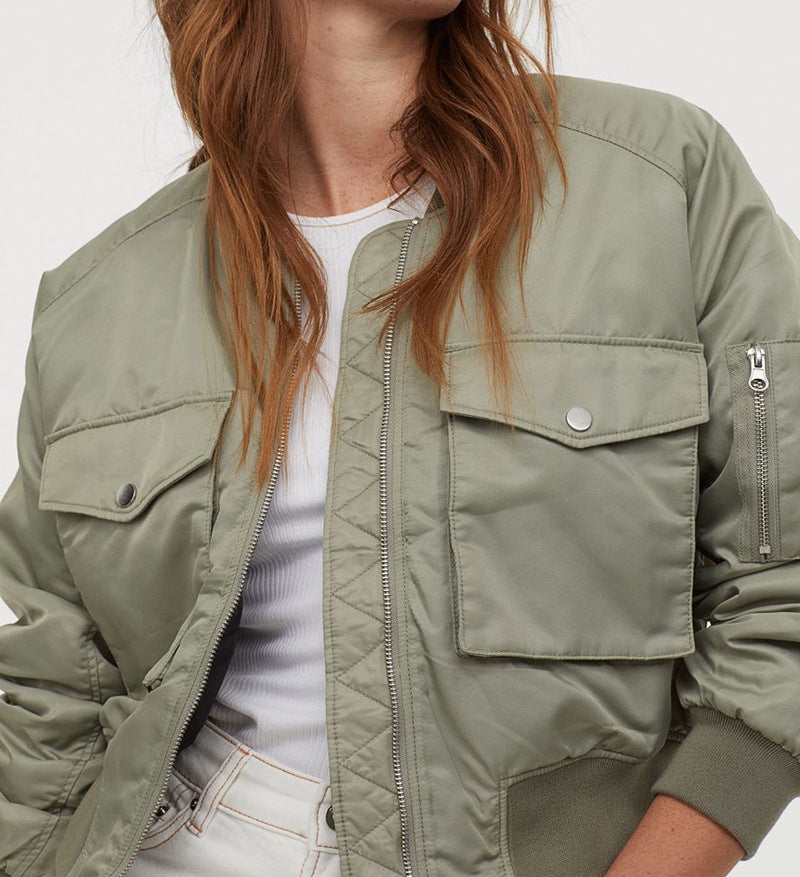 Veste Bomber Décontractée – Manches Longues & Fermeture Zip - Paris Aura