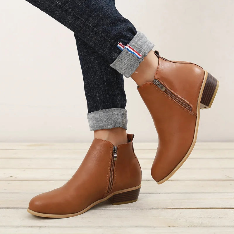 Élise – Bottines Femme à Talon Carré et Bout Pointu