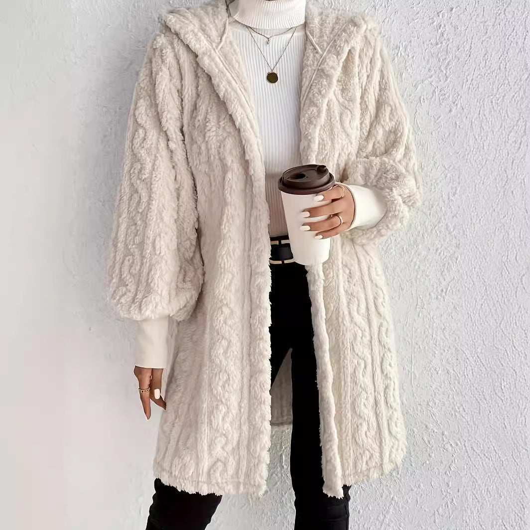 Lyanna - Manteau Long Doublé en Peluche Réversible à Capuche - Paris Aura