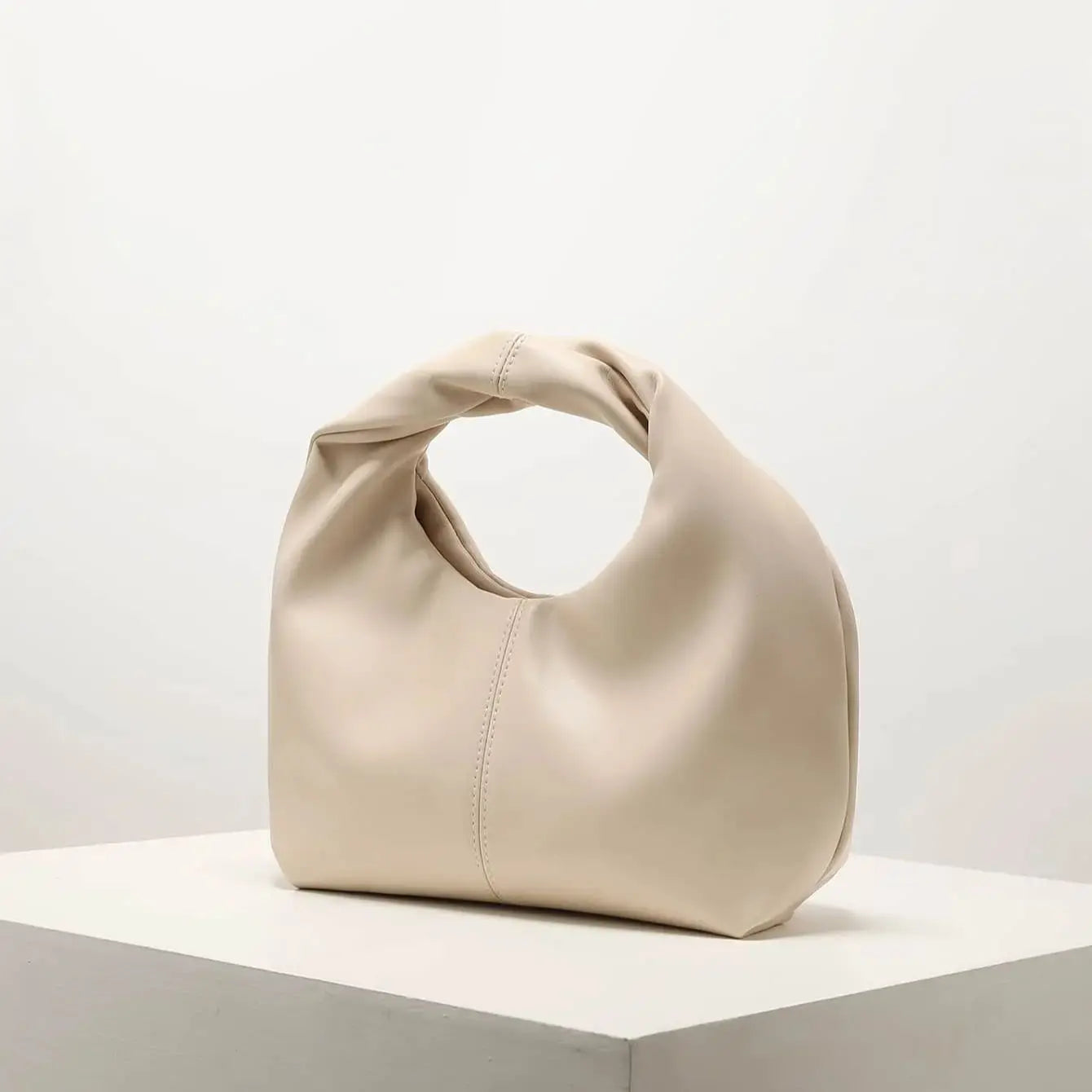 Sac carré torsadé élégant, pochette supérieure de couleur unie - Paris Aura