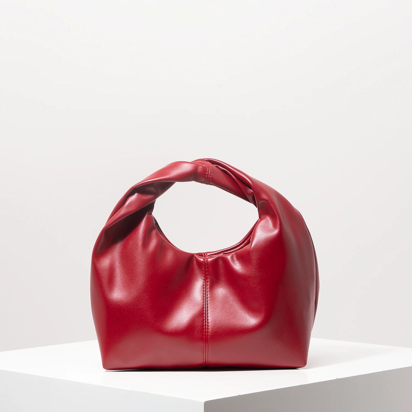 Sac carré torsadé élégant, pochette supérieure de couleur unie - Paris Aura