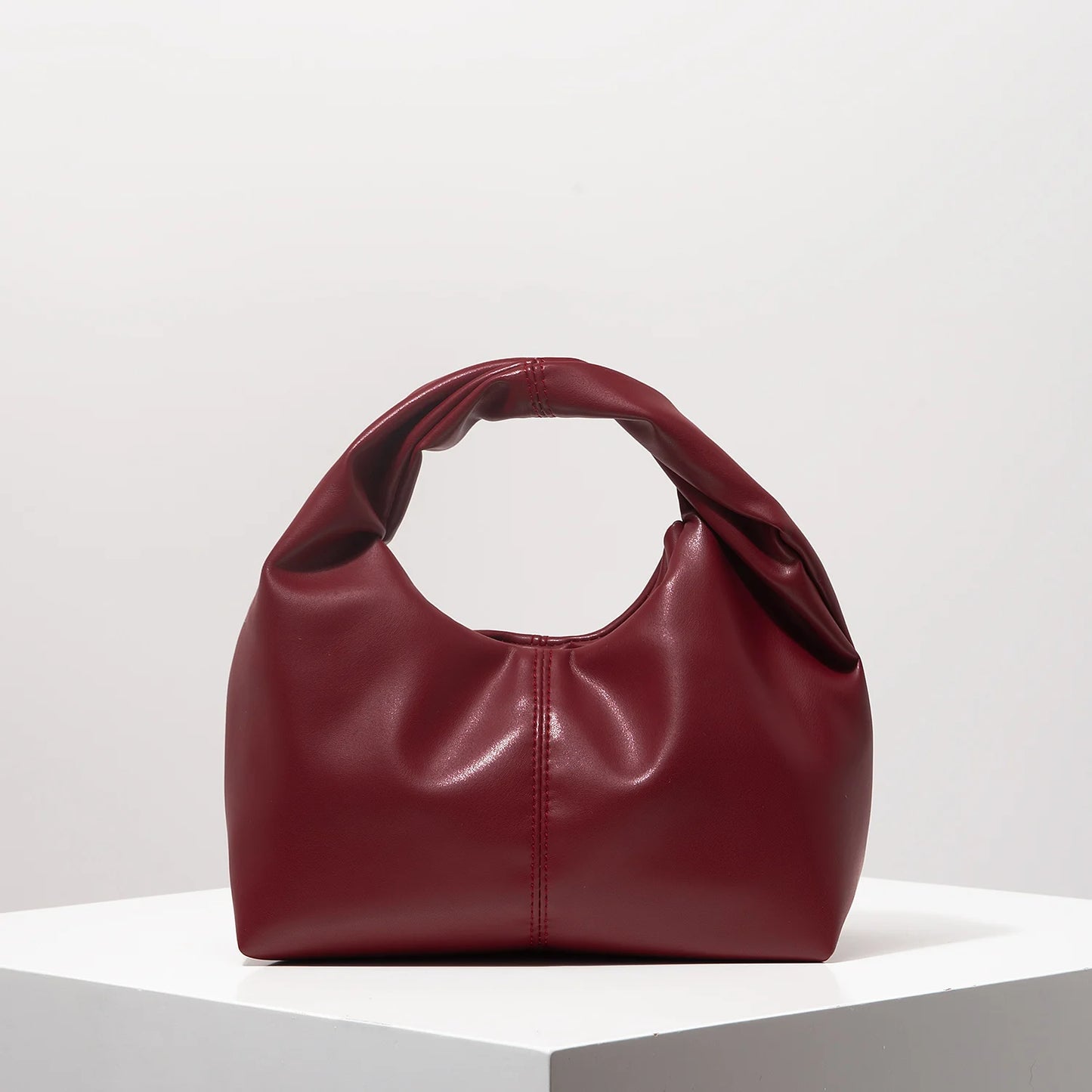 Sac carré torsadé élégant, pochette supérieure de couleur unie - Paris Aura