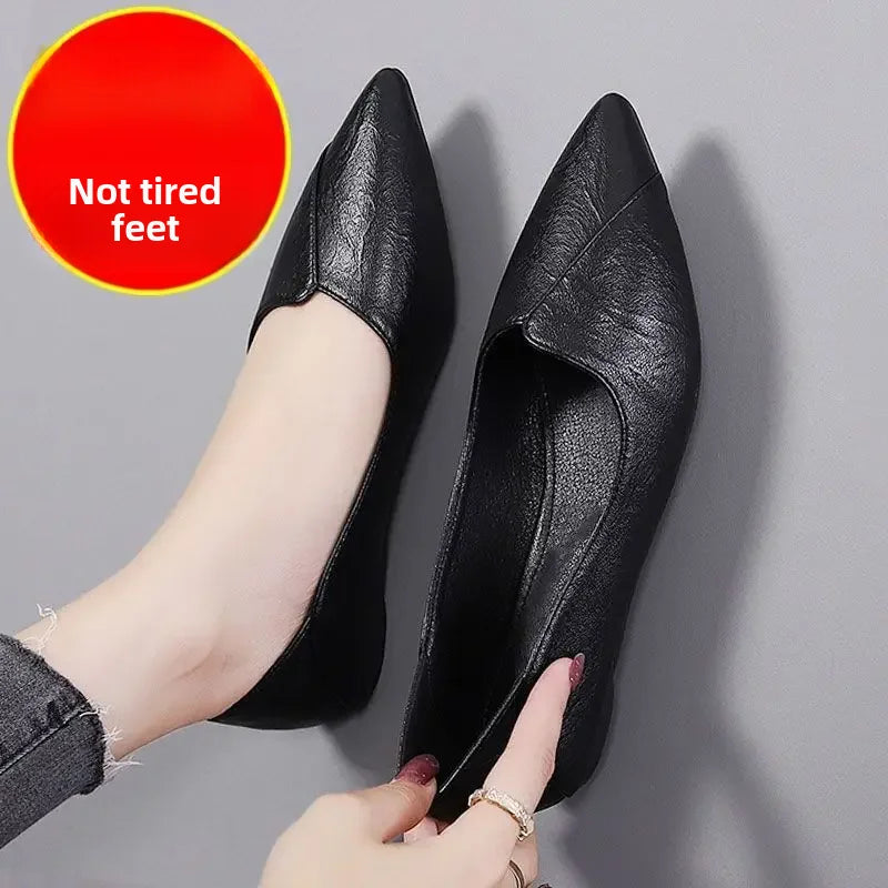 Aurélie – Escarpins à Talons Carrés en Cuir Véritable