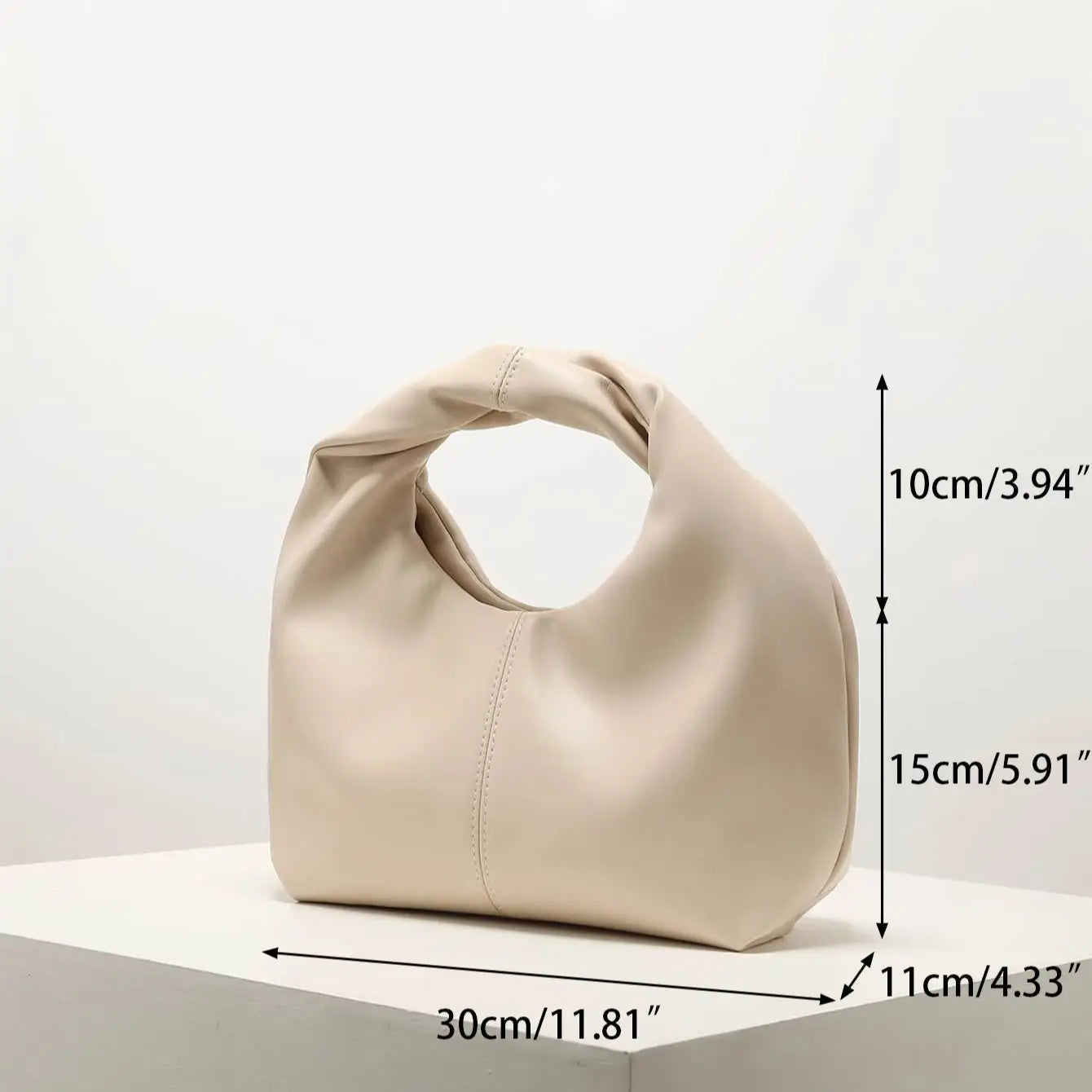 Sac carré torsadé élégant, pochette supérieure de couleur unie - Paris Aura