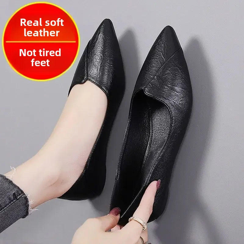 Aurélie – Escarpins à Talons Carrés en Cuir Véritable
