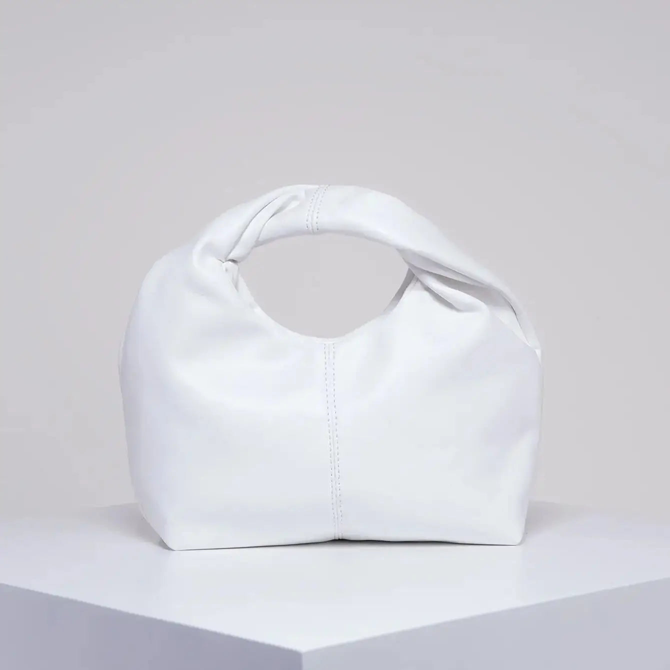 Sac carré torsadé élégant, pochette supérieure de couleur unie - Paris Aura
