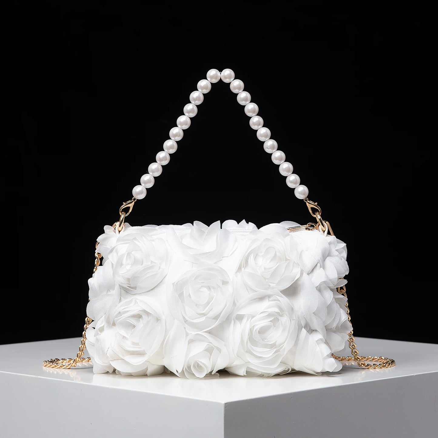 Sac de Soirée Rose Élégance – Perles & Chaîne Métal - Paris Aura