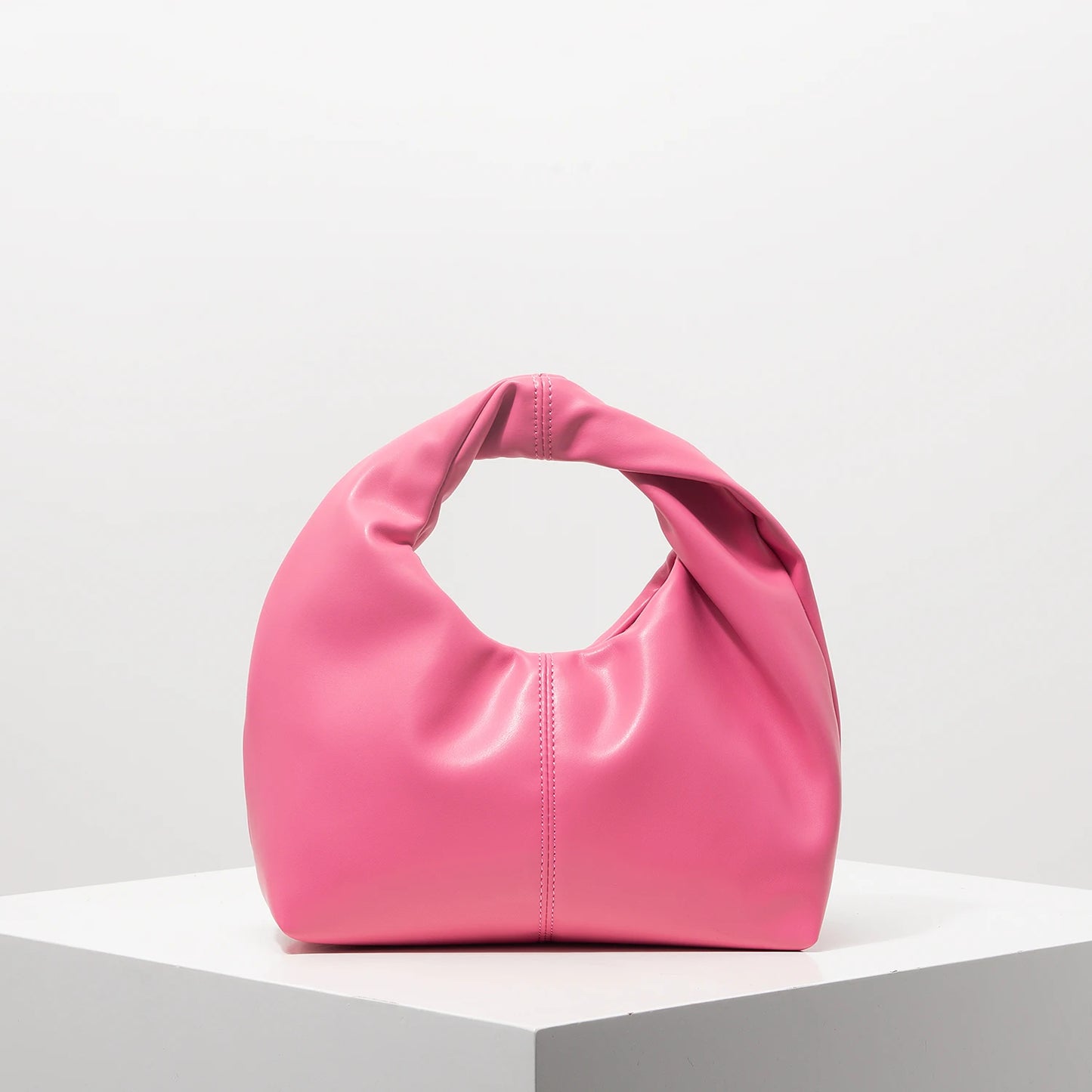 Sac carré torsadé élégant, pochette supérieure de couleur unie - Paris Aura