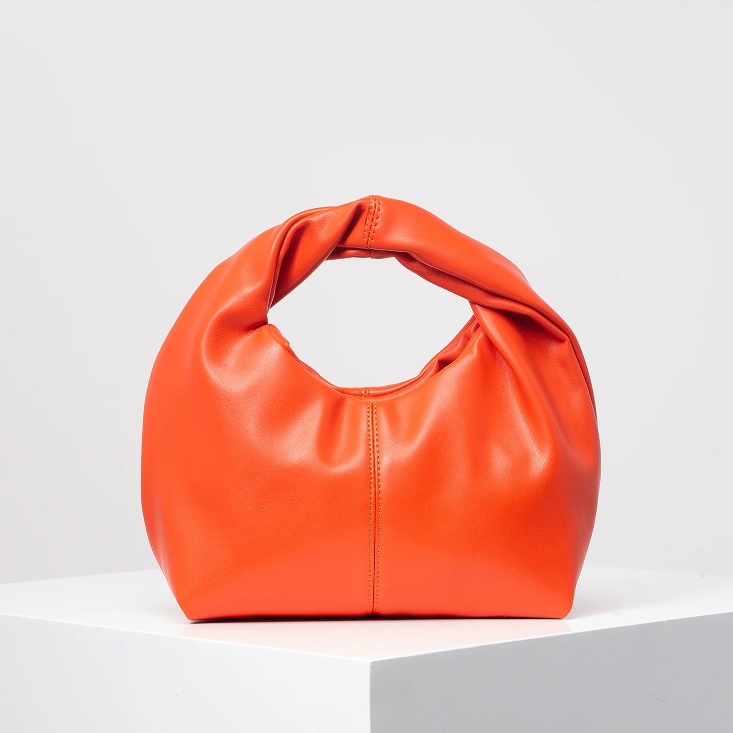Sac carré torsadé élégant, pochette supérieure de couleur unie - Paris Aura