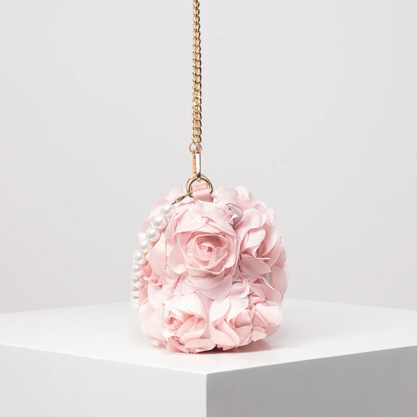 Sac de Soirée Rose Élégance – Perles & Chaîne Métal - Paris Aura