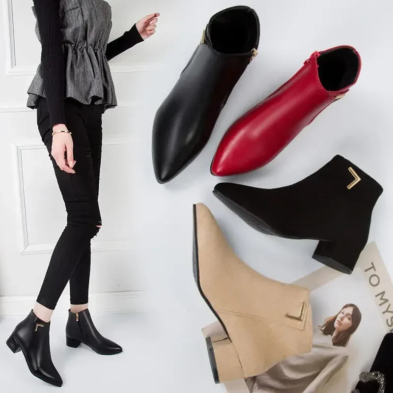 Amandine – Bottines Élégantes à Talon Bas Femme