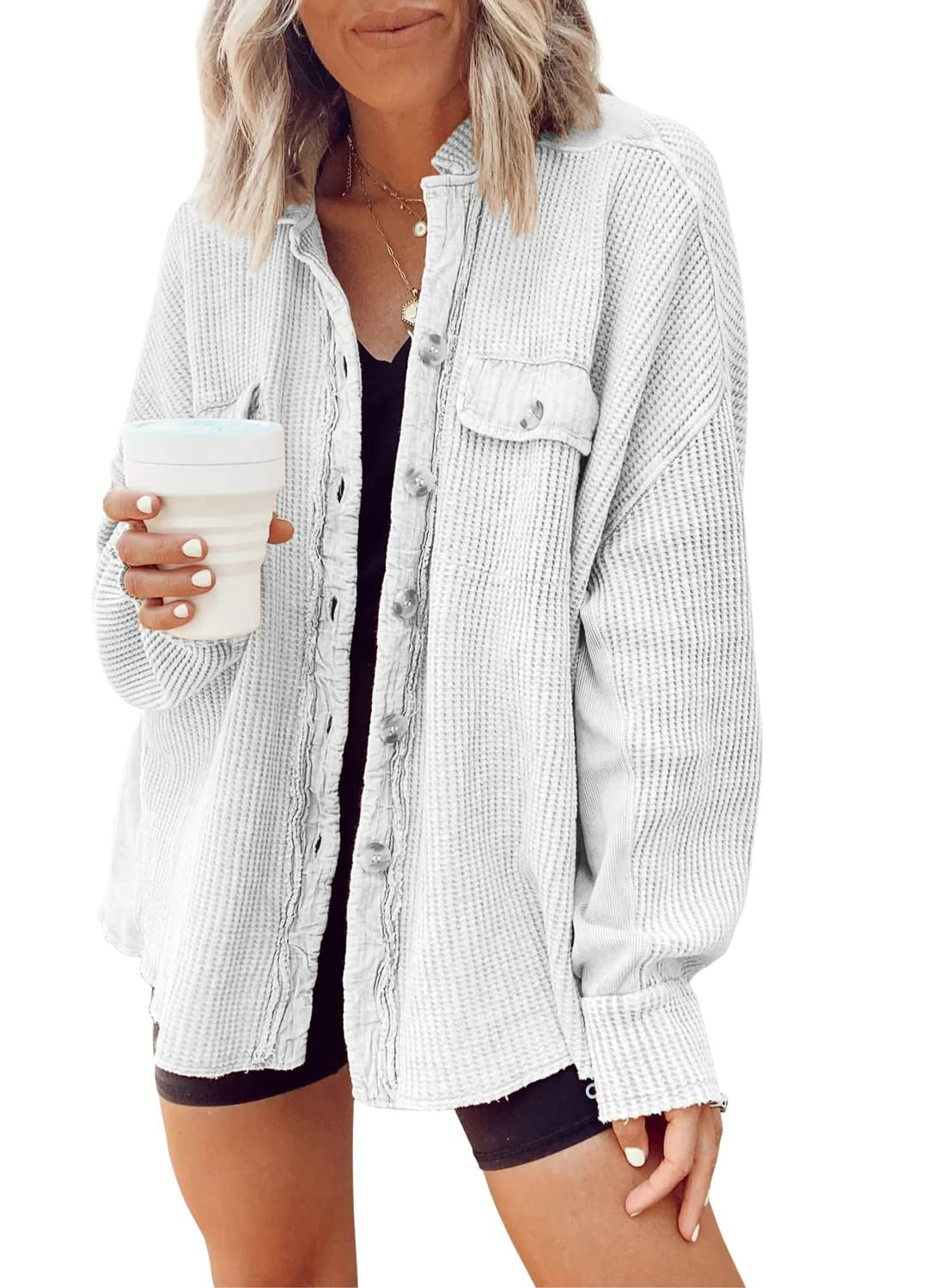 Veste ChicVibe à Boutons – Blouse Longue à Col pour Femme - Paris Aura