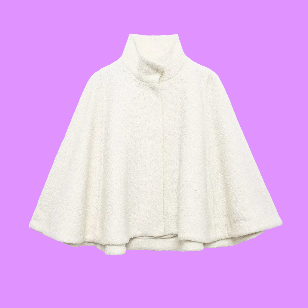 Manteau Cape Femme 2025 Laine Col Montant Vintage