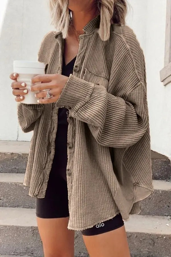 Veste ChicVibe à Boutons – Blouse Longue à Col pour Femme - Paris Aura