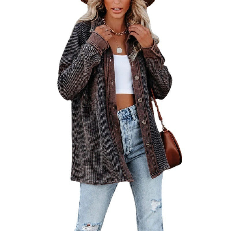 Manteau pull à manches longues pour femmes à revers simple rangée - Paris Aura