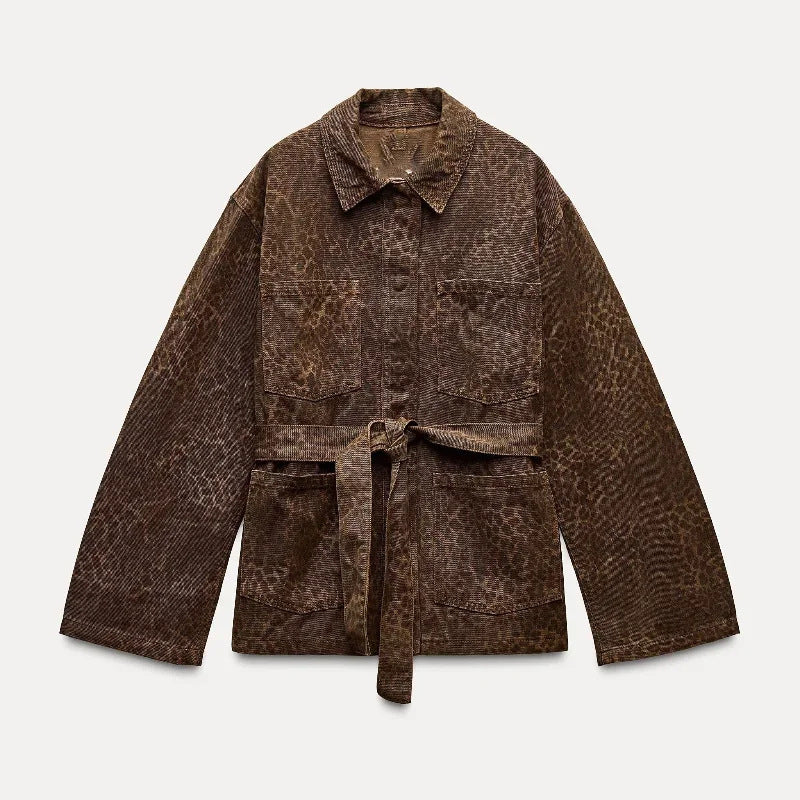 Manteau à revers imprimé animal pour femme - Paris Aura