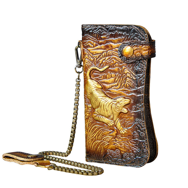 Portefeuille en Cuir Véritable – Collection Dragon 🐉 & Tigre 🐅 - Paris Aura