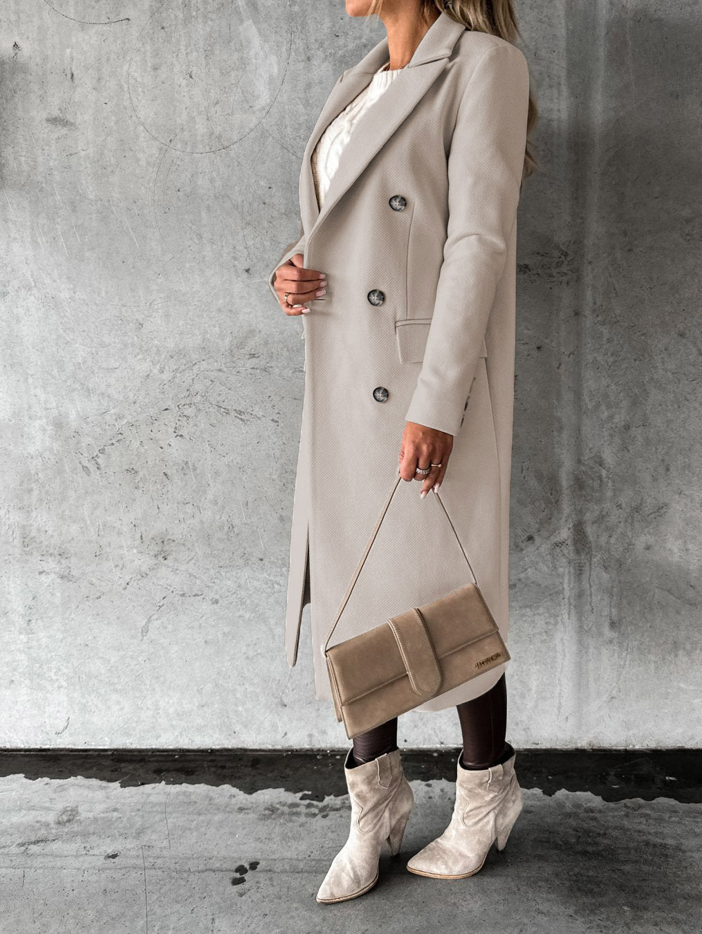 Long Coat Femme – Élégance d’Hiver Double-Boutonnage - Paris Aura