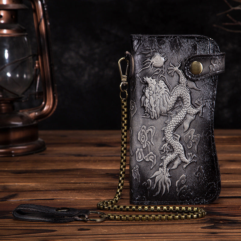 Portefeuille en Cuir Véritable – Collection Dragon 🐉 & Tigre 🐅 - Paris Aura