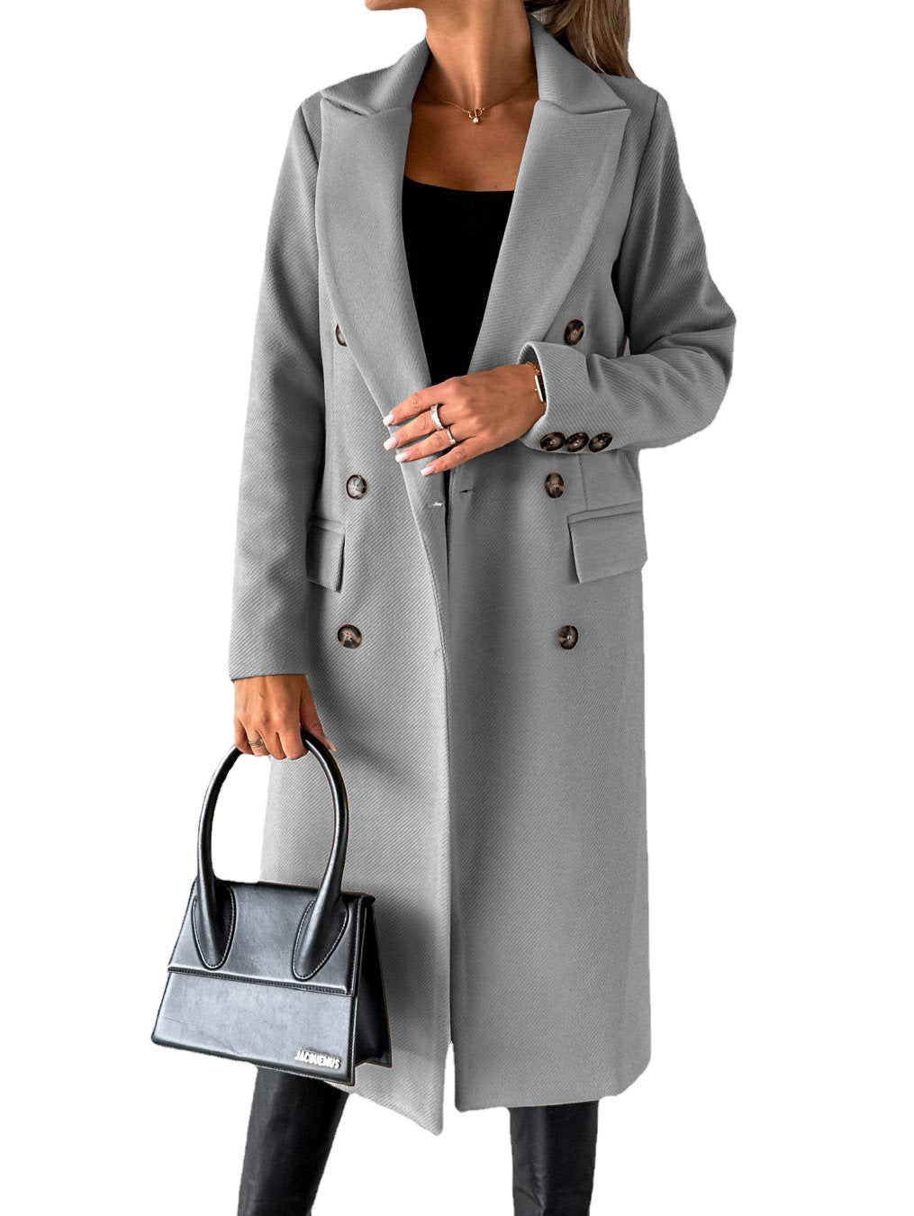 Long Coat Femme – Élégance d’Hiver Double-Boutonnage - Paris Aura