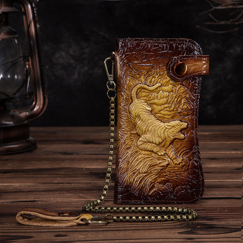 Portefeuille en Cuir Véritable – Collection Dragon 🐉 & Tigre 🐅 - Paris Aura