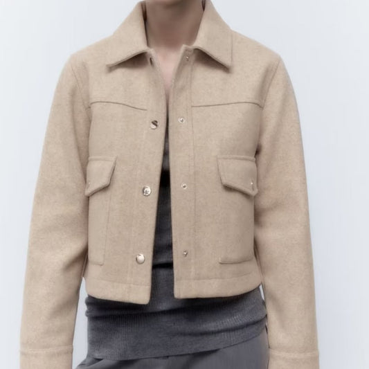 Chemise-Veste Femme en Laine Douce – Style Urbain Décontracté