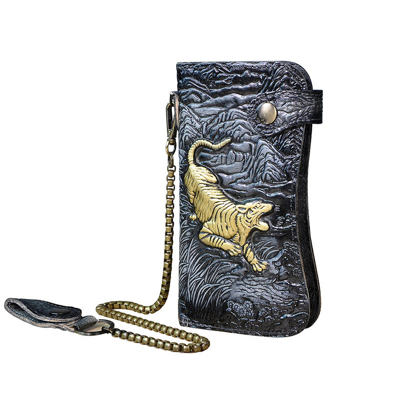 Portefeuille en Cuir Véritable – Collection Dragon 🐉 & Tigre 🐅 - Paris Aura