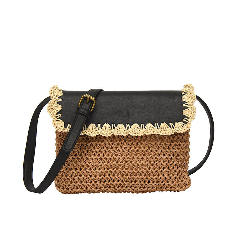 Sac à bandoulière de plage en paille pour femme, style Mori occidental, assorti à tout - Paris Aura