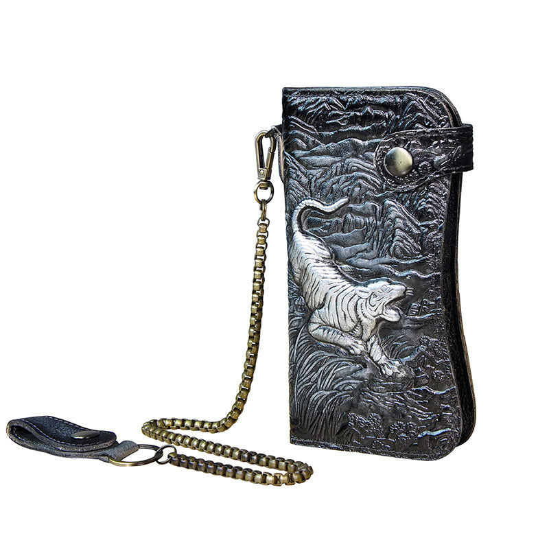 Portefeuille en Cuir Véritable – Collection Dragon 🐉 & Tigre 🐅 - Paris Aura
