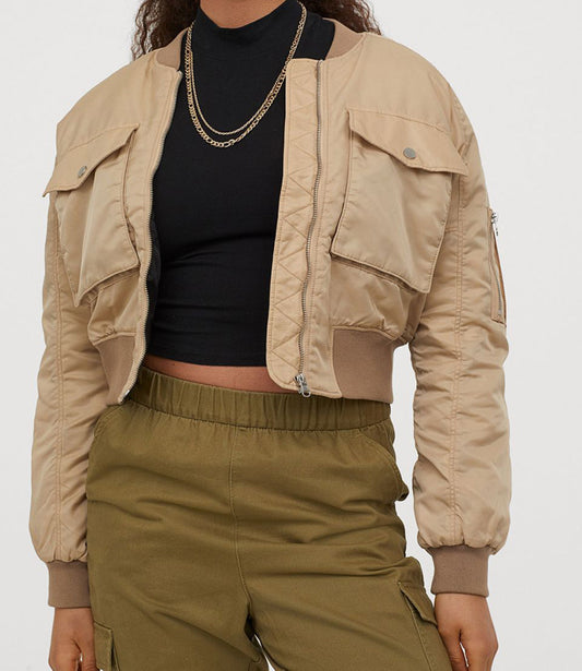 Veste Bomber Décontractée – Manches Longues & Fermeture Zip
