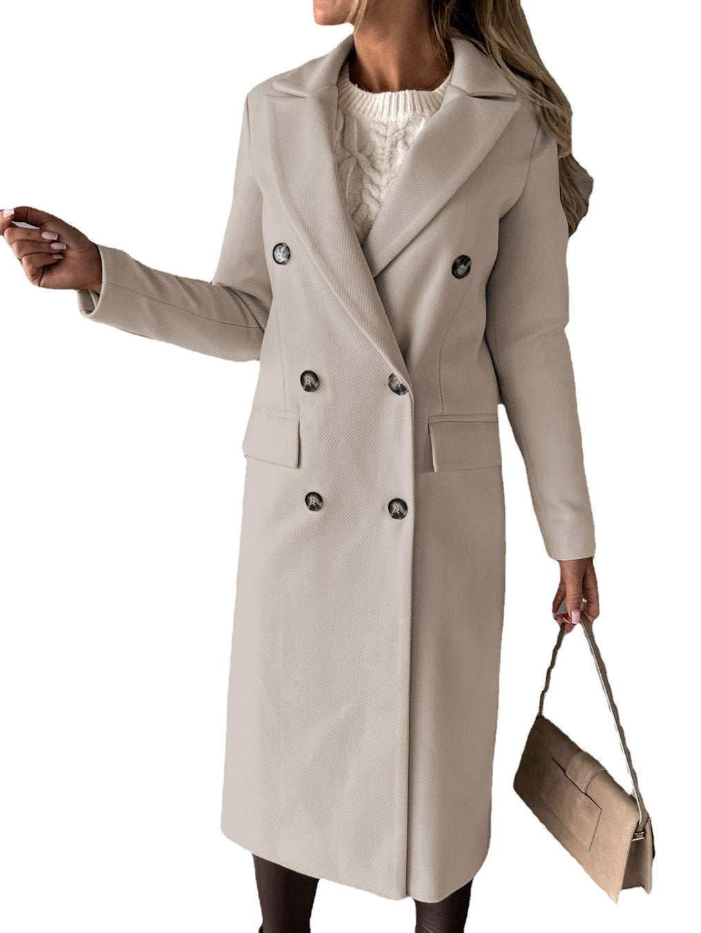Long Coat Femme – Élégance d’Hiver Double-Boutonnage - Paris Aura
