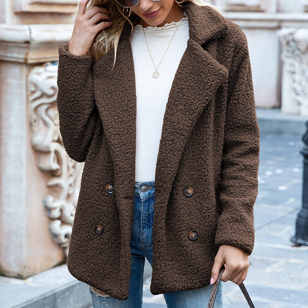 Manteau Fluffy à Revers
